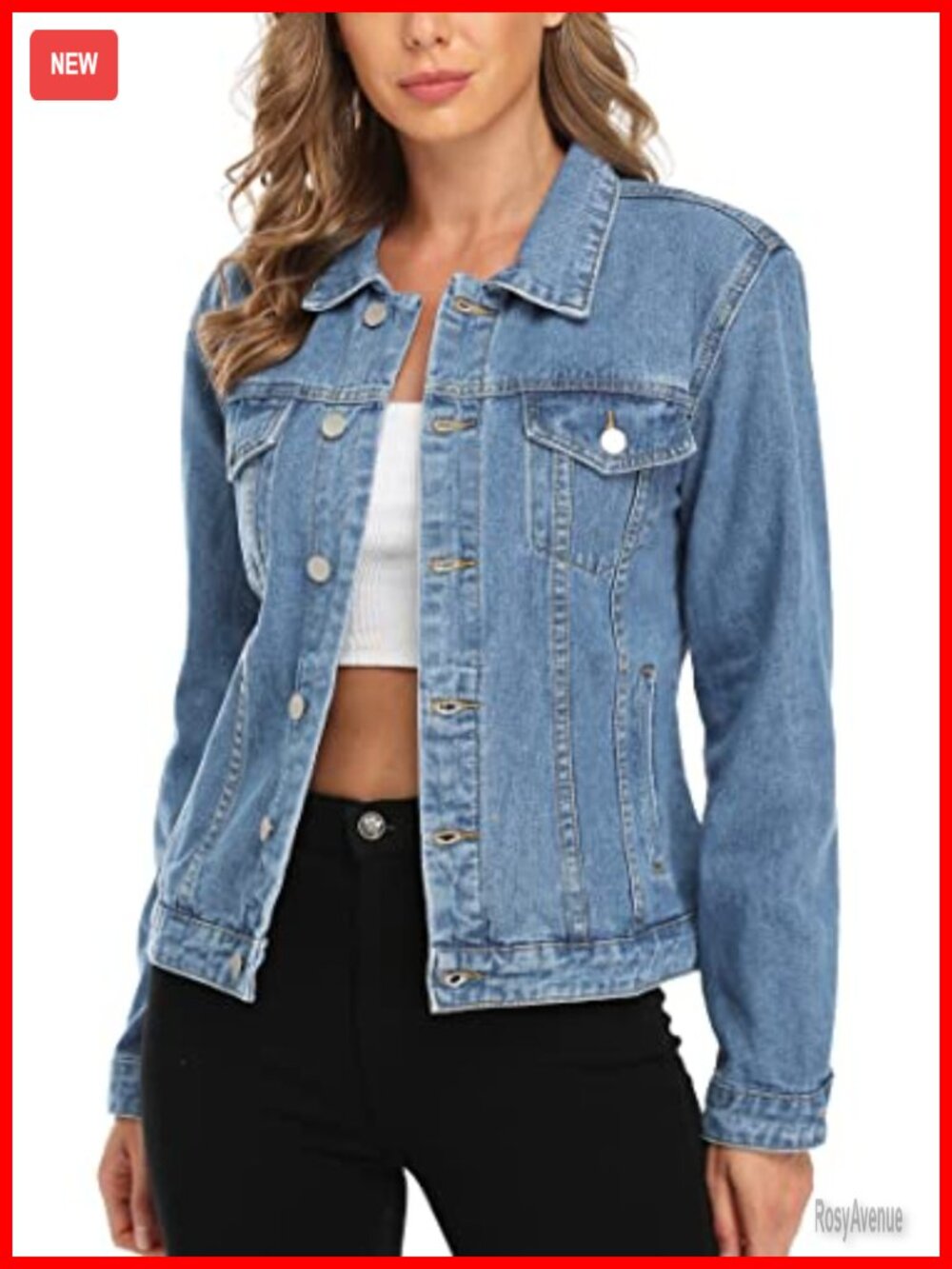 Women's Classic Denim Jacket Button Up Long Sleeve Cotton Jean Jacket